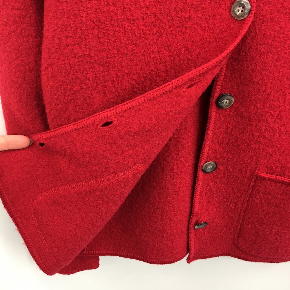 L.L. Bean Red Wool Button-Front Jacket - Picture 6 of 8